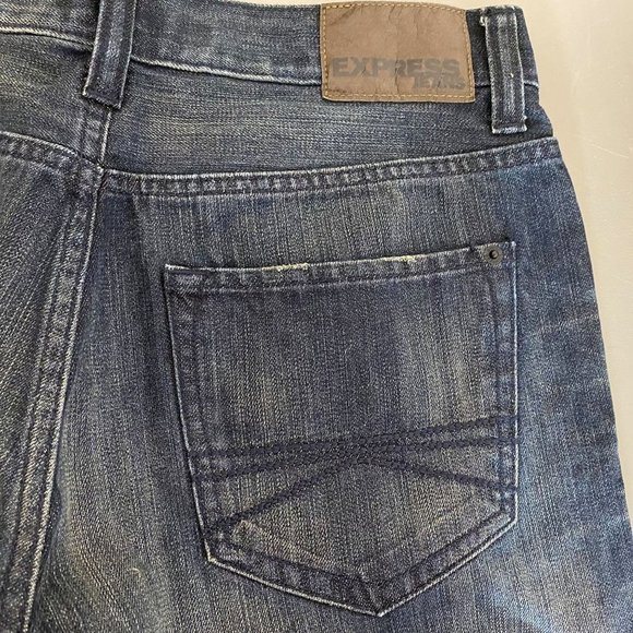 Express Jeans Mens 30 x 30 Blue Blake Boot Cut Loose Fit Actual 32 x 28.5 Pants - Picture 10 of 10